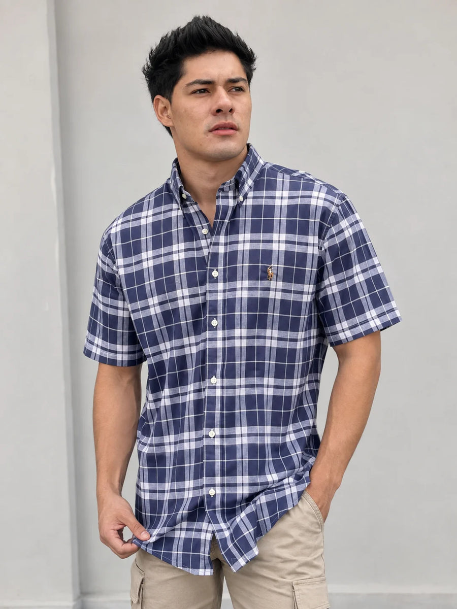 Camisa manga corta 45032 - Azul oscuro - talla XL