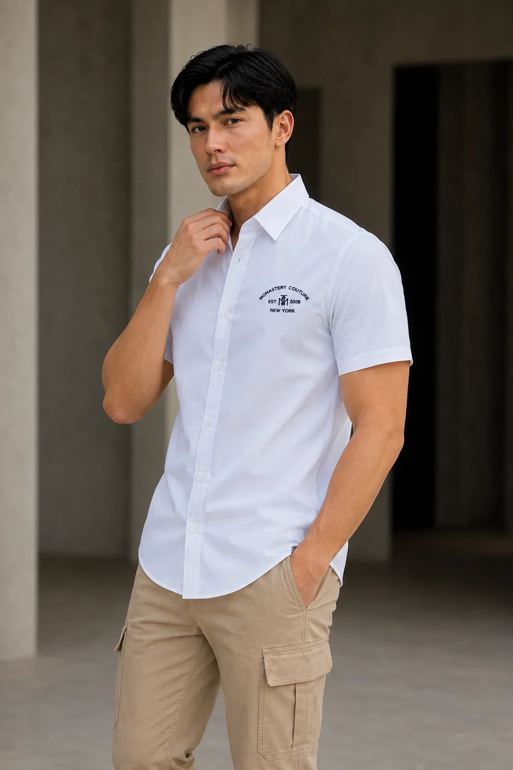 Camisa manga corta 45037 - Blanco - talla XXL